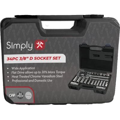 Simply TSET30 34 szt. 3/20.3 cm zestaw gniazd napędowych z futerałem do przenoszenia zestaw podstawowych narzędzi wielokrotnego użytku Simply TSET30 34 szt. 3/20.3 cm zestaw gniazd napędowych z futerałem do przenoszenia zestaw podstawowych narzędzi wielokrotnego użytku