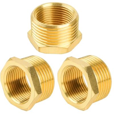 YEAUPE PRO Mosiężna redukcja G1" na G3/4" (AG Ø 32 mm x IG Ø 25 mm), 3 sztuki redukcja złączki gwintowanej G1" gwint zewnętrzny X G3/4" gwint wewnętrzny, z taśmą uszczelniającą PTFE, reduktor z YEAUPE PRO Mosiężna redukcja G1" na G3/4" (AG Ø 32 mm x IG Ø 25 mm), 3 sztuki redukcja złączki gwintowanej G1" gwint zewnętrzny X G3/4" gwint wewnętrzny, z taśmą uszczelniającą PTFE, reduktor z