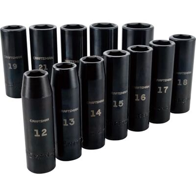 Craftsman Impact Socket Set, Metric, 1/2 cala, 12-częściowy (CMMT15887) Craftsman Impact Socket Set, Metric, 1/2 cala, 12-częściowy (CMMT15887)