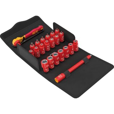 Wera Zestaw z grzechotką 1/4" Zyklop 8100 SA VDE 1, izolowaną, z przełącznikiem zmiany kierunku pracy, metryczny, 22 części Wera Zestaw z grzechotką 1/4" Zyklop 8100 SA VDE 1, izolowaną, z przełącznikiem zmiany kierunku pracy, metryczny, 22 części