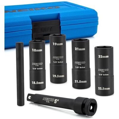 Neiko 02290B Zestaw nasadek nasadowych z nakrętką, 1/2 cala Impact Thin Wall Flip Socket Set, zestaw nasadek kołowych w połowie rozmiaru, metryczny 6-punktowy, przedłużacz 12,7 cm i drążek odcinający, Neiko 02290B Zestaw nasadek nasadowych z nakrętką, 1/2 cala Impact Thin Wall Flip Socket Set, zestaw nasadek kołowych w połowie rozmiaru, metryczny 6-punktowy, przedłużacz 12,7 cm i drążek odcinający,