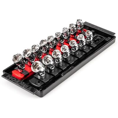 TEKTON Uniwersalny zestaw nasadek do przegubów 1/4 cala z szynami, 16-częściowy (1/4-9/40.6 cm, 6-14 mm) SHD90217 TEKTON Uniwersalny zestaw nasadek do przegubów 1/4 cala z szynami, 16-częściowy (1/4-9/40.6 cm, 6-14 mm) SHD90217