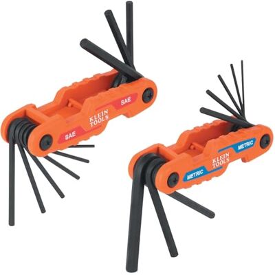 KLEIN TOOLS 70542 składany zestaw kluczy metrycznych i sześciokątnych SAE, 17-klawiszowy przenośny zestaw, ostrza o wysokiej dźwigni, 2-pak KLEIN TOOLS 70542 składany zestaw kluczy metrycznych i sześciokątnych SAE, 17-klawiszowy przenośny zestaw, ostrza o wysokiej dźwigni, 2-pak