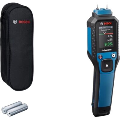 Bosch Professional Wilgotnościomierz GMP 2-15 z pinami (mierzy 37 rodzajów drewna i 10 rodzajów materiałów budowlanych, zintegrowany termohigrometr, stopień ochrony IP65, 2 baterie AA, pokrowiec) Bosch Professional Wilgotnościomierz GMP 2-15 z pinami (mierzy 37 rodzajów drewna i 10 rodzajów materiałów budowlanych, zintegrowany termohigrometr, stopień ochrony IP65, 2 baterie AA, pokrowiec)