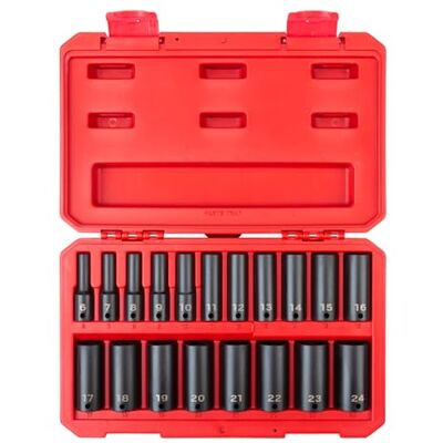 TEKTON 6-punktowy zestaw nasadek udarowych 3/8 cala, 19-częściowy (6-24 mm) obudowa SID91303 TEKTON 6-punktowy zestaw nasadek udarowych 3/8 cala, 19-częściowy (6-24 mm) obudowa SID91303