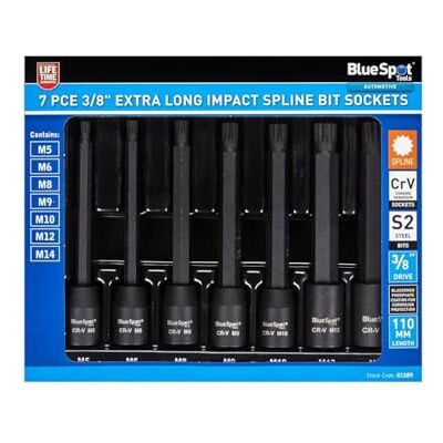 Generic Blue Spot Tools 7PCE 3/8" bardzo długie gniazda bitów udarowych (M5-M14) Generic Blue Spot Tools 7PCE 3/8" bardzo długie gniazda bitów udarowych (M5-M14)