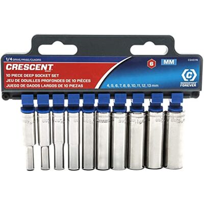 CRESCENT SCKT 10 szt. 1/4" DR MM DP CRESCENT SCKT 10 szt. 1/4" DR MM DP