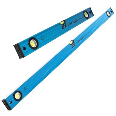 OX Pro Tuff zestaw poziomicy, 2 szt., 600 mm i 1200 mm, precyzyjnie frezowane krawędzie, wytrzymałe aluminium z odpornymi na wstrząsy gumowymi zaślepkami, 3 ultra precyzyjne fiolki, łatwa do OX Pro Tuff zestaw poziomicy, 2 szt., 600 mm i 1200 mm, precyzyjnie frezowane krawędzie, wytrzymałe aluminium z odpornymi na wstrząsy gumowymi zaślepkami, 3 ultra precyzyjne fiolki, łatwa do