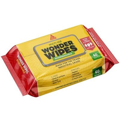 Sika Biodegradowalne Wonder Wipes Wielofunkcyjne chusteczki czyszczące dla budownictwa Specjalnie opracowane do czyszczenia rąk, narzędzi i powierzchni 60 sztuk Sika Biodegradowalne Wonder Wipes Wielofunkcyjne chusteczki czyszczące dla budownictwa Specjalnie opracowane do czyszczenia rąk, narzędzi i powierzchni 60 sztuk