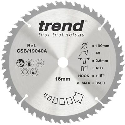Tarcza do piły tarczowej do drewna - 190mm, otwór 16mm, 40T, TCT Tarcza do piły tarczowej do drewna - 190mm, otwór 16mm, 40T, TCT