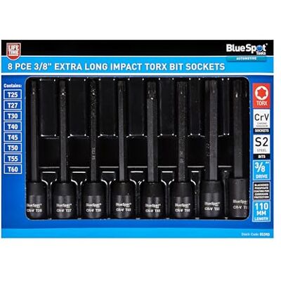 Generic Blue Spot Tools 8 szt. 3/8" bardzo długie gniazda bitów Torx (T25-T60) Generic Blue Spot Tools 8 szt. 3/8" bardzo długie gniazda bitów Torx (T25-T60)