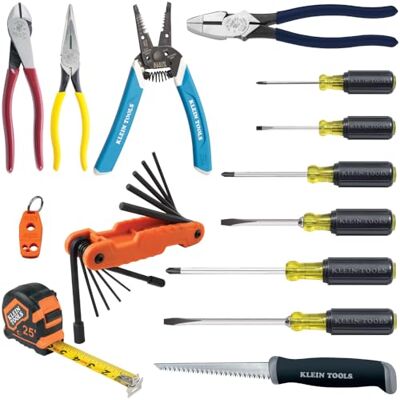KLEIN TOOLS 80088 Tradesman Zestaw sterowników i szczypiec ze striptizerką, wyprodukowano w USA, taśma miernicza, akcesoria do zastosowań w miejscu pracy, 14-częściowy KLEIN TOOLS 80088 Tradesman Zestaw sterowników i szczypiec ze striptizerką, wyprodukowano w USA, taśma miernicza, akcesoria do zastosowań w miejscu pracy, 14-częściowy