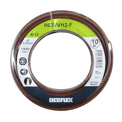 DEBFLEX Brązowy elastyczny kabel H03VVH2-F 2X0,75mm² - 10m DEBFLEX Brązowy elastyczny kabel H03VVH2-F 2X0,75mm² - 10m