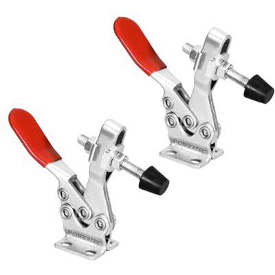 POWERTEC 2PK Zacisk dźwigniowy, nośność 226 kg, zaciski poziome 225D z antypoślizgową gumową końcówką dociskową do przyrządów i osprzętu do obróbki drewna, spawania, wiertarki, sań poprzecznych POWERTEC 2PK Zacisk dźwigniowy, nośność 226 kg, zaciski poziome 225D z antypoślizgową gumową końcówką dociskową do przyrządów i osprzętu do obróbki drewna, spawania, wiertarki, sań poprzecznych