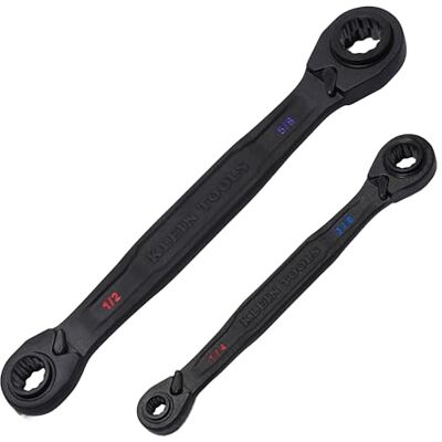 KLEIN TOOLS 68216 2-częściowy zestaw kluczy grzechotkowych SAE z kluczami odwracalnymi 4 w 1, stal kuta, 12-punktowy, 90-zębowy KLEIN TOOLS 68216 2-częściowy zestaw kluczy grzechotkowych SAE z kluczami odwracalnymi 4 w 1, stal kuta, 12-punktowy, 90-zębowy
