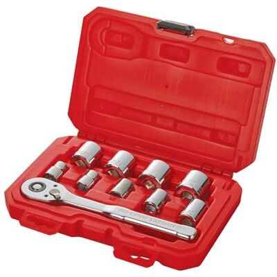 Craftsman Zestaw narzędzi mechanicznych z grzechotką niskoprofilową 72-zębową, SAE, napęd 3/8 cala, 10-częściowy (CMMT34563) Craftsman Zestaw narzędzi mechanicznych z grzechotką niskoprofilową 72-zębową, SAE, napęd 3/8 cala, 10-częściowy (CMMT34563)