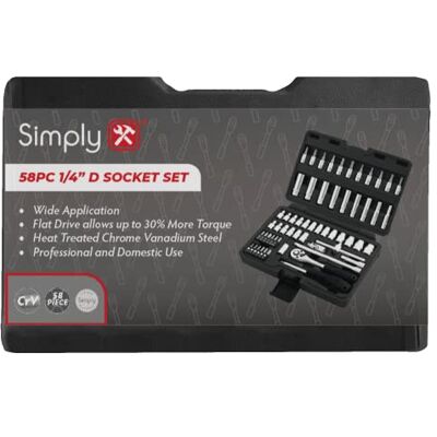 Simply TSET32 58 szt. 1/4" zestaw gniazd napędowych z walizką zestaw narzędzi wielofunkcyjnych do wielokrotnego użytku Simply TSET32 58 szt. 1/4" zestaw gniazd napędowych z walizką zestaw narzędzi wielofunkcyjnych do wielokrotnego użytku