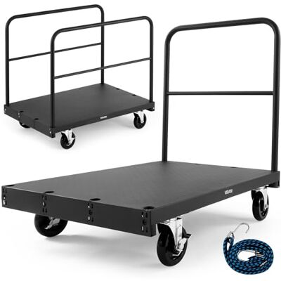 VEVOR Wózek do płyt gipsowo-kartonowych, obciążenie 816 kg, wózek do stalowych paneli z obrotowymi kołami 12,5 mm, platforma 91,4 x 61 cm z 3 poręczami bocznymi do fabryki, garażu, czarny VEVOR Wózek do płyt gipsowo-kartonowych, obciążenie 816 kg, wózek do stalowych paneli z obrotowymi kołami 12,5 mm, platforma 91,4 x 61 cm z 3 poręczami bocznymi do fabryki, garażu, czarny