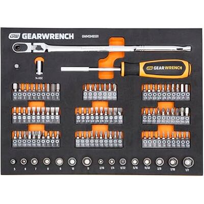 GEARWRENCH Zestaw 105 narzędzi mechanicznych z napędem 1/4” i wąską głowicą w piankowej tacy do przechowywania, GWMSMBS01 GEARWRENCH Zestaw 105 narzędzi mechanicznych z napędem 1/4” i wąską głowicą w piankowej tacy do przechowywania, GWMSMBS01