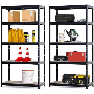 Brigros Metalowa półka garażowa 180x90x40cm o dużym natężeniu przepływu 875 kg, 5 półek Mdf, idealna półka oszczędzająca miejsce na garaż, warsztat, piwnica, magazyn, konstrukcja modułowa (podwójna, Brigros Metalowa półka garażowa 180x90x40cm o dużym natężeniu przepływu 875 kg, 5 półek Mdf, idealna półka oszczędzająca miejsce na garaż, warsztat, piwnica, magazyn, konstrukcja modułowa (podwójna,