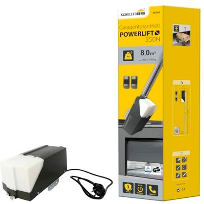 Schellenberg Napęd do bram garażowych Powerlift 550 N, maks. powierzchnia bramy 8 m², siła uciągu 550 N, w zestawie 2x 4-kanałowy pilot ręczny 433,92 MHz, 60301 Schellenberg Napęd do bram garażowych Powerlift 550 N, maks. powierzchnia bramy 8 m², siła uciągu 550 N, w zestawie 2x 4-kanałowy pilot ręczny 433,92 MHz, 60301