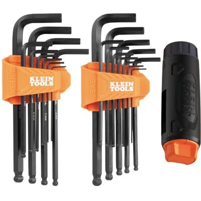 KLEIN TOOLS BLS22H Long Ball-End T-Handle Hex Key Wrench Set, 22-Key SAE and Metric, 1/16-Inch to 3/8-Inch, 1.5 to 10 mm KLEIN TOOLS BLS22H Long Ball-End T-Handle Hex Key Wrench Set, 22-Key SAE and Metric, 1/16-Inch to 3/8-Inch, 1.5 to 10 mm