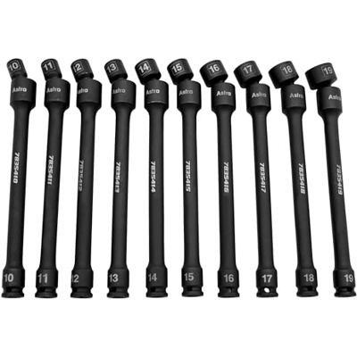 Astro Tools 78354 10-częściowy napęd 3/8", 6-punktowy, bezpinowy, uniwersalny zestaw nasadek przedłużających udar metryczny Astro Tools 78354 10-częściowy napęd 3/8", 6-punktowy, bezpinowy, uniwersalny zestaw nasadek przedłużających udar metryczny