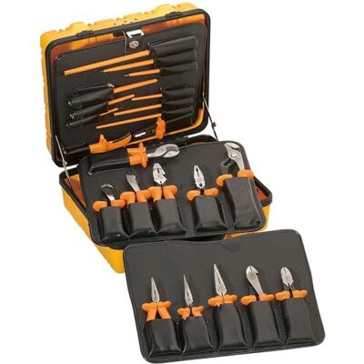 KLEIN TOOLS 33527 General Purpose Insulated Tool Kit, 1000-Volt Rated, Comes in Custom 3-Pallet Lockable Case, 22-częściowy KLEIN TOOLS 33527 General Purpose Insulated Tool Kit, 1000-Volt Rated, Comes in Custom 3-Pallet Lockable Case, 22-częściowy