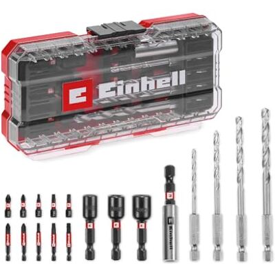Einhell Oryginalny zestaw akcesoriów S-Case 18-częściowy zestaw akcesoriów (bity 25 mm, bity 50 mm, uchwyt bitowy 60 mm, klucz nasadowy, wiertło metalowe, pudełko do przechowywania) Einhell Oryginalny zestaw akcesoriów S-Case 18-częściowy zestaw akcesoriów (bity 25 mm, bity 50 mm, uchwyt bitowy 60 mm, klucz nasadowy, wiertło metalowe, pudełko do przechowywania)
