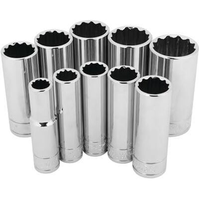 PERFORMANCE TOOL W38700 10-częściowy zestaw napędowy 3/20,3 cm Metric Deep Socket, W38600 PERFORMANCE TOOL W38700 10-częściowy zestaw napędowy 3/20,3 cm Metric Deep Socket, W38600