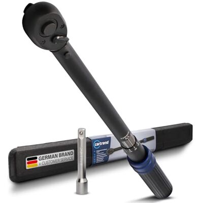 cartrend Klucz dynamometryczny Expert, regulowany w zakresie od 40 do 210 Nm, w zestawie przedłużenie 120 mm, ergonomiczny uchwyt, bieg lewo- i prawy, mechanizm blokujący, czarny cartrend Klucz dynamometryczny Expert, regulowany w zakresie od 40 do 210 Nm, w zestawie przedłużenie 120 mm, ergonomiczny uchwyt, bieg lewo- i prawy, mechanizm blokujący, czarny