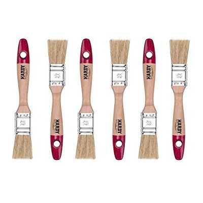 HARDY WORKING TOOLS Zestaw płaskich pędzli 6-częściowy, 6 sztuk – 25 mm szerokości, zestaw pędzli malarskich z drewnianym uchwytem, seria pędzli do lakieru, seria 36*, 6 szt., A0200-360610 HARDY WORKING TOOLS Zestaw płaskich pędzli 6-częściowy, 6 sztuk – 25 mm szerokości, zestaw pędzli malarskich z drewnianym uchwytem, seria pędzli do lakieru, seria 36*, 6 szt., A0200-360610
