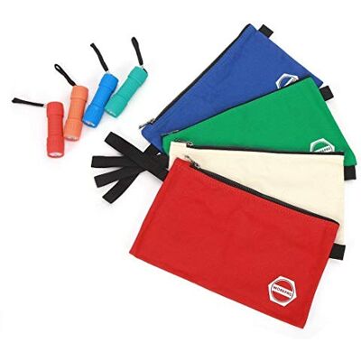 WORKPRO torby na narzędzia małe etui Mini kieszenie na dokumenty 4 sztuki z mini latarką kieszonkową wielokolorowy WORKPRO torby na narzędzia małe etui Mini kieszenie na dokumenty 4 sztuki z mini latarką kieszonkową wielokolorowy