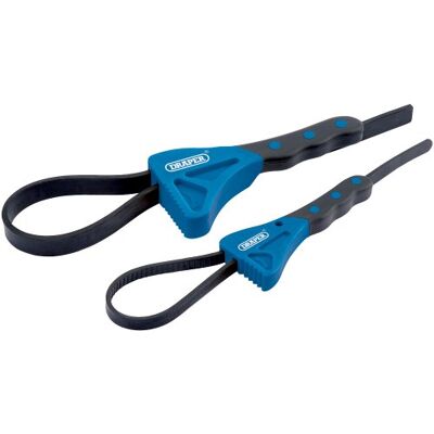 Draper 43863 miękki uchwyt filtr oleju pasek klucz zestaw narzędzi do usuwania słoików pokrywki hydraulików, 2 sztuki, niebieski Draper 43863 miękki uchwyt filtr oleju pasek klucz zestaw narzędzi do usuwania słoików pokrywki hydraulików, 2 sztuki, niebieski