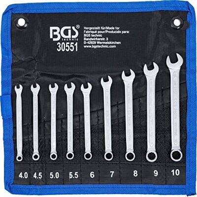 BGS 30551 Zestaw kluczy płasko-oczkowych 4-10 mm 9 szt. BGS 30551 Zestaw kluczy płasko-oczkowych 4-10 mm 9 szt.