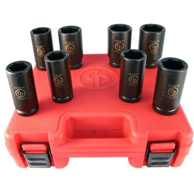 Chicago Pneumatic Chicago pneumatyczne Ss618d 3/10,2 cm Napęd 8-częściowy metryczny Deep Impact Socket Set Chicago Pneumatic Chicago pneumatyczne Ss618d 3/10,2 cm Napęd 8-częściowy metryczny Deep Impact Socket Set