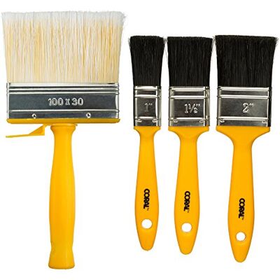 CORAL 31310 Essentials pędzle do malowania z pędzlem blokowym i płaskimi pędzlami 4-częściowy zestaw CORAL 31310 Essentials pędzle do malowania z pędzlem blokowym i płaskimi pędzlami 4-częściowy zestaw