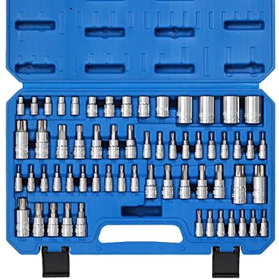 CASOMAN Master Torx Bit Socket i zewnętrzny zestaw gniazd Torx, 60-częściowy zestaw, stal S2 i Cr-V, E4-E24, T6-T70, TT6-TT70, TP8-TP60 CASOMAN Master Torx Bit Socket i zewnętrzny zestaw gniazd Torx, 60-częściowy zestaw, stal S2 i Cr-V, E4-E24, T6-T70, TT6-TT70, TP8-TP60
