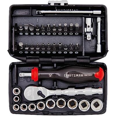 Craftsman Zestaw gniazd nasadowych serii V, płytkie SAE, napęd 1/4", 38-częściowy (CMMT45750V) Craftsman Zestaw gniazd nasadowych serii V, płytkie SAE, napęd 1/4", 38-częściowy (CMMT45750V)