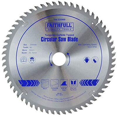 Faithfull FAIZ25460 TCT brzeszczot do piły tarczowej 254 mm x 30 mm otwór x 60 zębów Faithfull FAIZ25460 TCT brzeszczot do piły tarczowej 254 mm x 30 mm otwór x 60 zębów