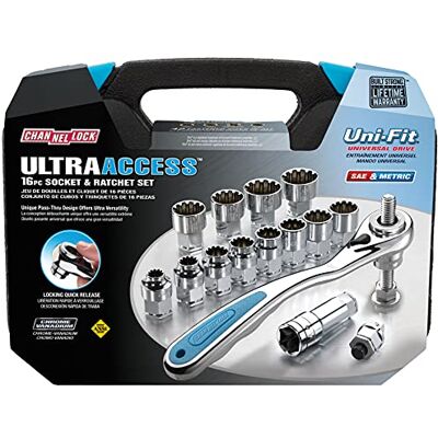 Channellock 39100 Ultra Access Socket Set, 16 Piece, Chrome/Nickel Channellock 39100 Ultra Access Socket Set, 16 Piece, Chrome/Nickel