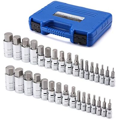 MIXPOWER 33-częściowy napęd 1/10.2 cm, napęd 3/20.3 cm, zestaw nasadek sześciokątnych 1/5.1 cm, stal S2, SAE i metryczna, końcówka imbusowa, 5/162.6 cm do 3/10.2 cm, zestaw narzędzi nasadowych 2 mm do MIXPOWER 33-częściowy napęd 1/10.2 cm, napęd 3/20.3 cm, zestaw nasadek sześciokątnych 1/5.1 cm, stal S2, SAE i metryczna, końcówka imbusowa, 5/162.6 cm do 3/10.2 cm, zestaw narzędzi nasadowych 2 mm do