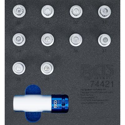 BGS 74421 Wkładka do szuflady 1/6: zestaw narzędzi do zabezpieczeń kół dla BMW 11 szt. BGS 74421 Wkładka do szuflady 1/6: zestaw narzędzi do zabezpieczeń kół dla BMW 11 szt.