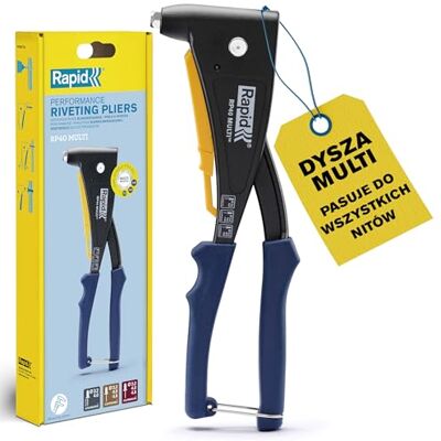 Rapid RP40 Nitownica ręczna z uniwersalną dyszą Nitownica do nitów aluminiowych i ze stali nierdzewnej 3.2, 4.0, 4.8mm Wytrzymałe narzędzie do nitowania do prac motoryzacyjnych i metalowych (5001720) Rapid RP40 Nitownica ręczna z uniwersalną dyszą Nitownica do nitów aluminiowych i ze stali nierdzewnej 3.2, 4.0, 4.8mm Wytrzymałe narzędzie do nitowania do prac motoryzacyjnych i metalowych (5001720)