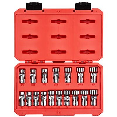 TEKTON Uniwersalny zestaw nasadek do przegubów 3/8 cala, 17-częściowy (3/8-3/4 cala, 10-19 mm) SHD91301 TEKTON Uniwersalny zestaw nasadek do przegubów 3/8 cala, 17-częściowy (3/8-3/4 cala, 10-19 mm) SHD91301