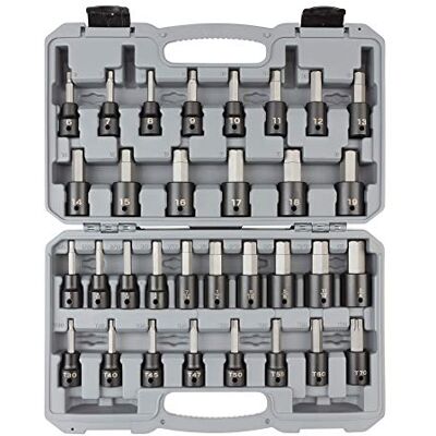 TEKTON 1/2 Inch Drive Hex/Torx Impact Bit Socket Set, 32-Piece (1/4-3/4 in, 6-19 mm, T30-T70) SIB92312 TEKTON 1/2 Inch Drive Hex/Torx Impact Bit Socket Set, 32-Piece (1/4-3/4 in, 6-19 mm, T30-T70) SIB92312