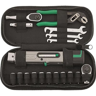 Stahlwille Zestaw narzędzi rowerowych 18-częściowy 1/4" klucz dynamometryczny 4-20 Nm, TORX, klucz imbusowy w praktycznej torbie na ramę Stahlwille Zestaw narzędzi rowerowych 18-częściowy 1/4" klucz dynamometryczny 4-20 Nm, TORX, klucz imbusowy w praktycznej torbie na ramę