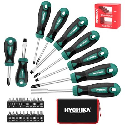 HYCHIKA BETTER TOOLS FOR BETTER LIFE HYCHIKA Zestaw wkrętaków, 30 szt., zestaw śrubokrętów magnetycznych, w tym śrubokręt płaski, śrubokręt krzyżakowy, idealny do majsterkowania, domu, biura, konserwacji gospodarstwa HYCHIKA BETTER TOOLS FOR BETTER LIFE HYCHIKA Zestaw wkrętaków, 30 szt., zestaw śrubokrętów magnetycznych, w tym śrubokręt płaski, śrubokręt krzyżakowy, idealny do majsterkowania, domu, biura, konserwacji gospodarstwa