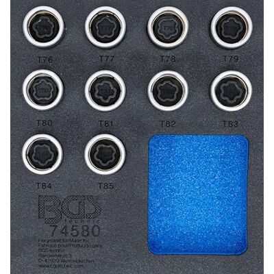 BGS 74580 Wkładka do szuflady 1/6: zestaw narzędzi do zabezpieczeń kół dla Tesla 10 szt. BGS 74580 Wkładka do szuflady 1/6: zestaw narzędzi do zabezpieczeń kół dla Tesla 10 szt.