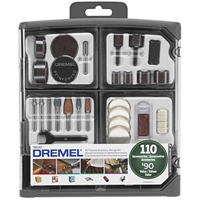 Dremel 709-02 110-częściowy uniwersalny zestaw akcesoriów do narzędzi obrotowych – zawiera frez do rzeźbienia, bębny szlifierskie, kamienie szlifierskie, tarcze tnące i etui do przechowywania, szary Dremel 709-02 110-częściowy uniwersalny zestaw akcesoriów do narzędzi obrotowych – zawiera frez do rzeźbienia, bębny szlifierskie, kamienie szlifierskie, tarcze tnące i etui do przechowywania, szary